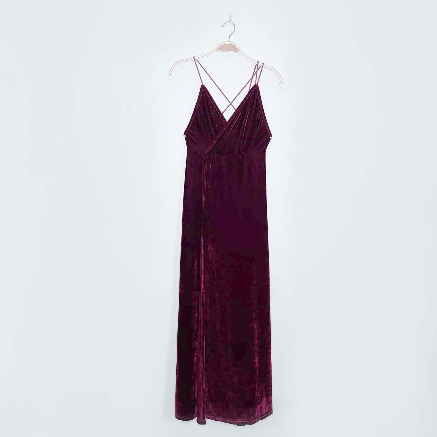 unbranded wine velvet wrap gown - size xs