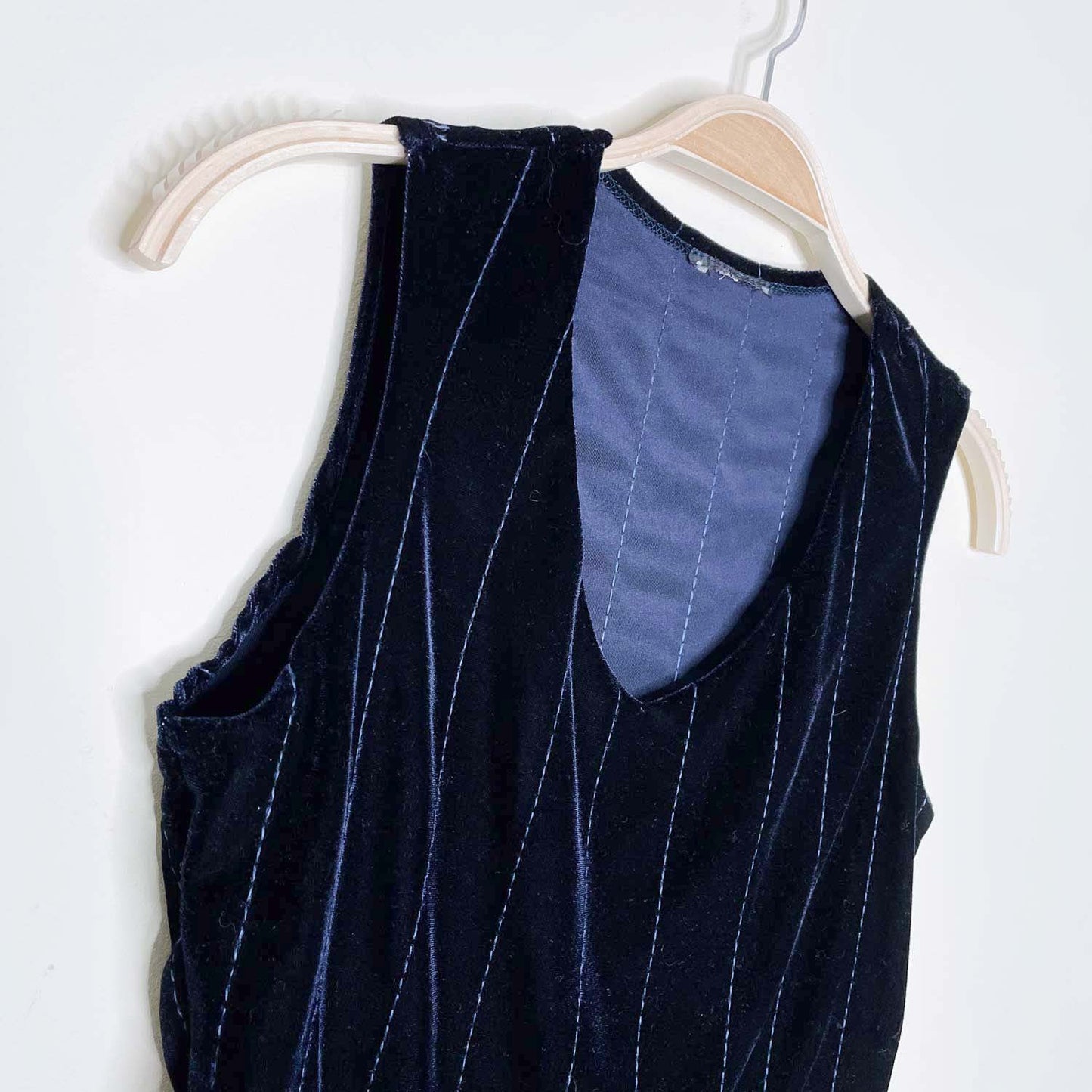 vintage pin stripe velour bustier top - size small