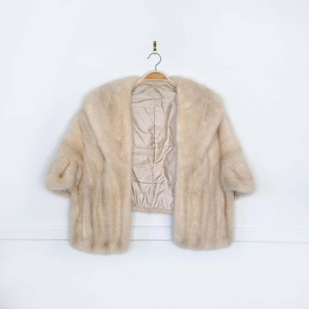 vintage 50s white mink fur stole