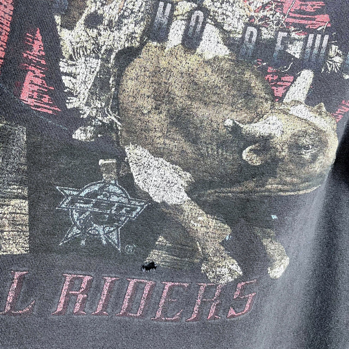 vintage 90s wrangler distressed bull rider crop tee