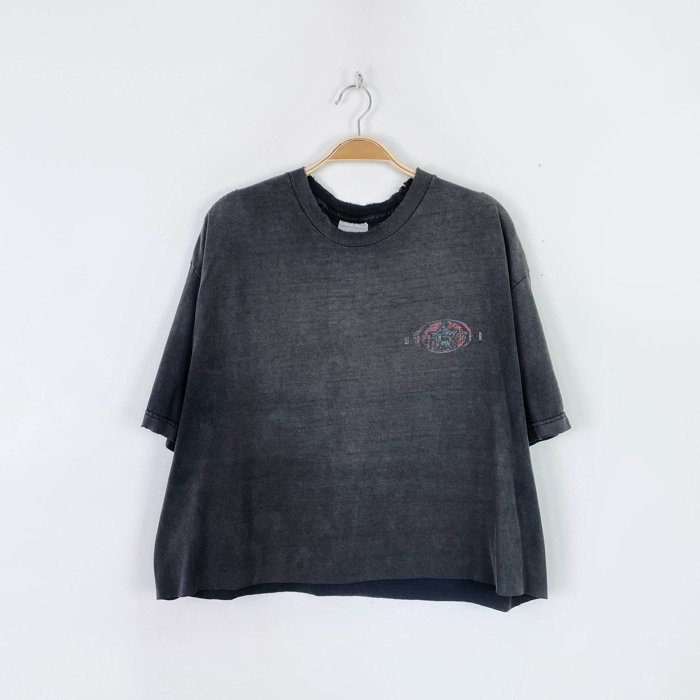 vintage 90s wrangler distressed bull rider crop tee