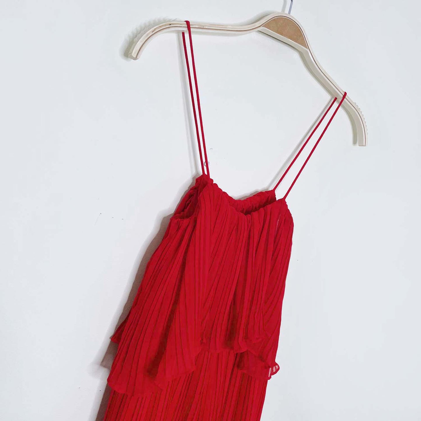 zara holiday red pleated wide leg jumpsuit - size small