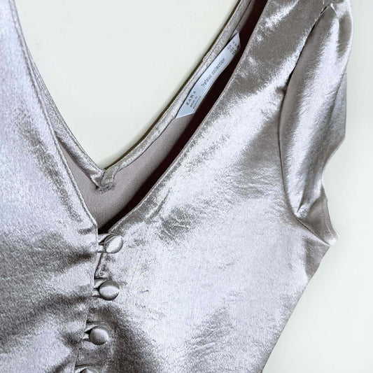 zara metallic satin crop top - size medium