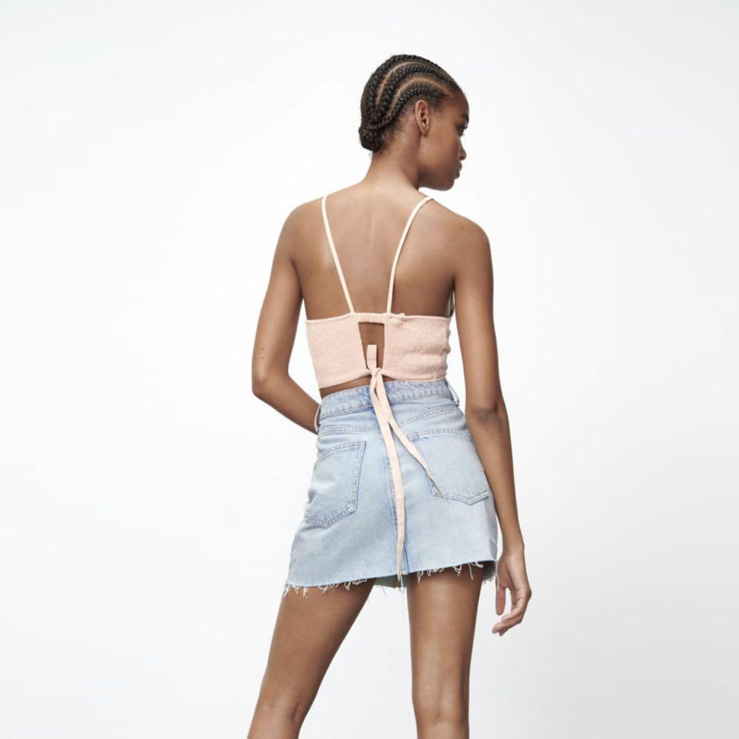 nwot zara peach embroidered halter top