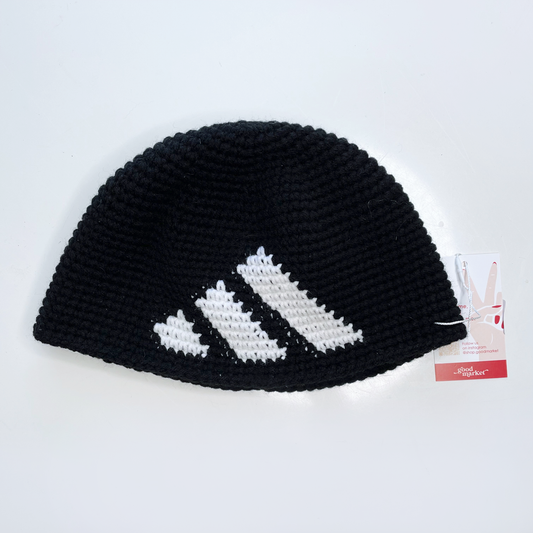 handmade y2k crochet adidas beanie