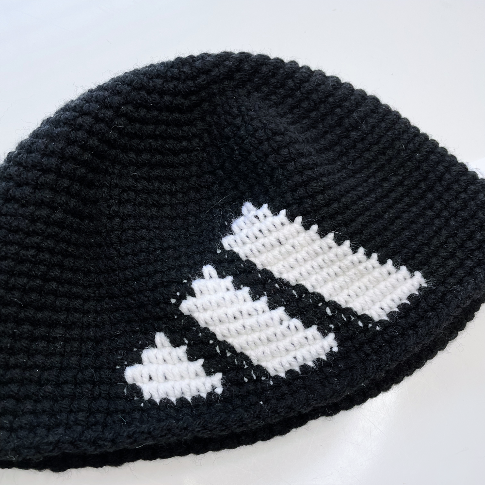 handmade y2k crochet adidas beanie