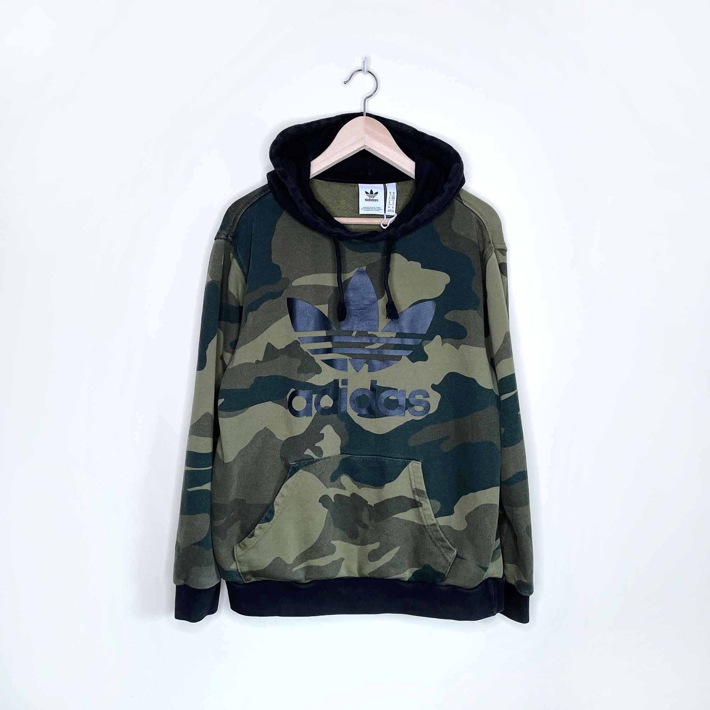 adidas camo hooded colour block sweatshirt - size medium