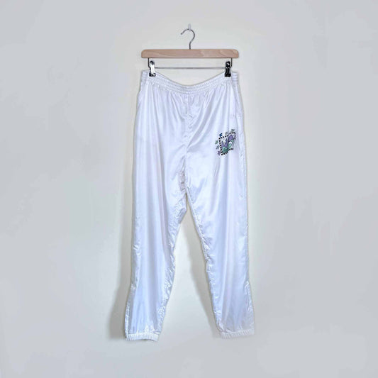 vintage 90's white adidas trefoil lined track pants - size medium