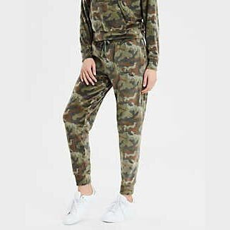 American Eagle velour camo hoodie and joggers - size Small