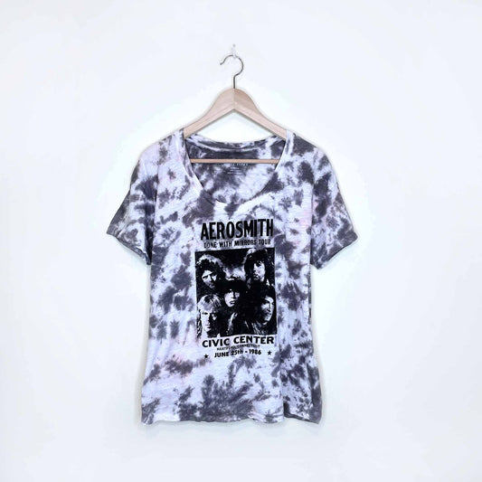 knit riot aerosmith tie dye oversized band tee - size xs