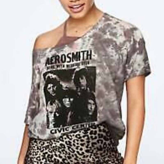 knit riot aerosmith tie dye oversized band tee - size xs