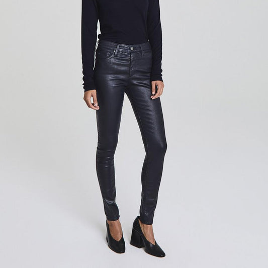 ag farrah high rise skinny dark blue leatherette pants - size 25