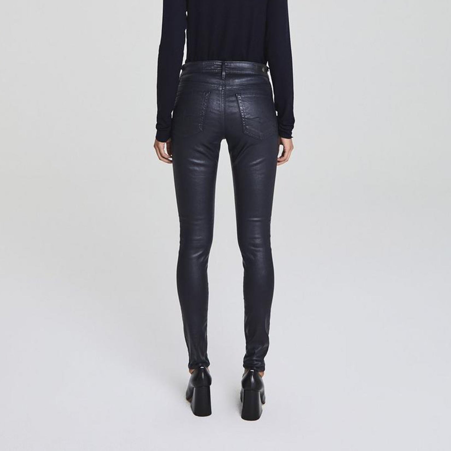 ag farrah high rise skinny dark blue leatherette pants - size 25