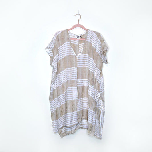 akemi + kin oversized striped linen tunic cover up - size small