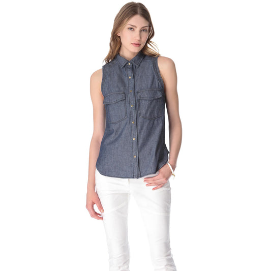 alc sleeveless denim kelly button down - size medium