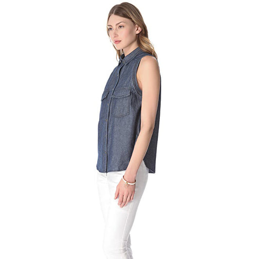 alc sleeveless denim kelly button down - size medium