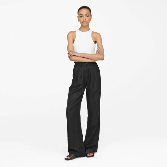 nwt anine bing black carrie pant pleated trouser - size 38