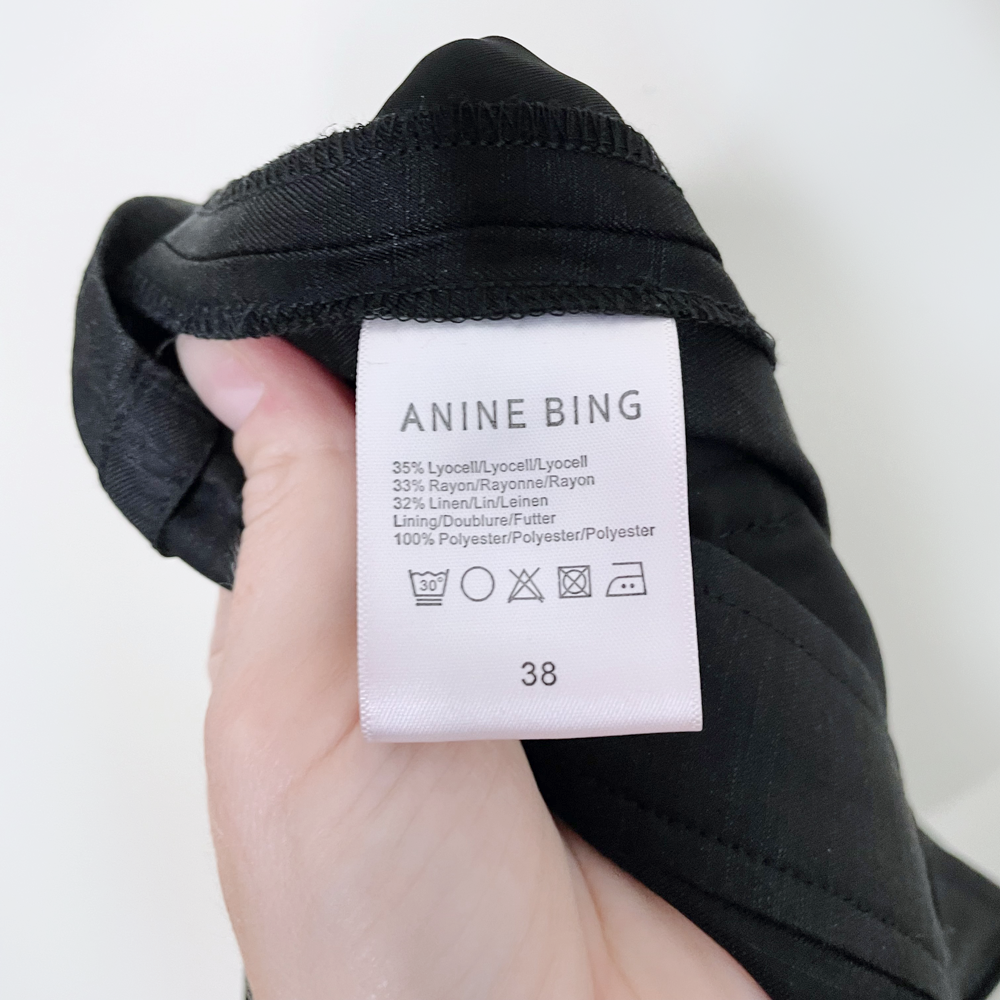 nwt anine bing black carrie pant pleated trouser - size 38