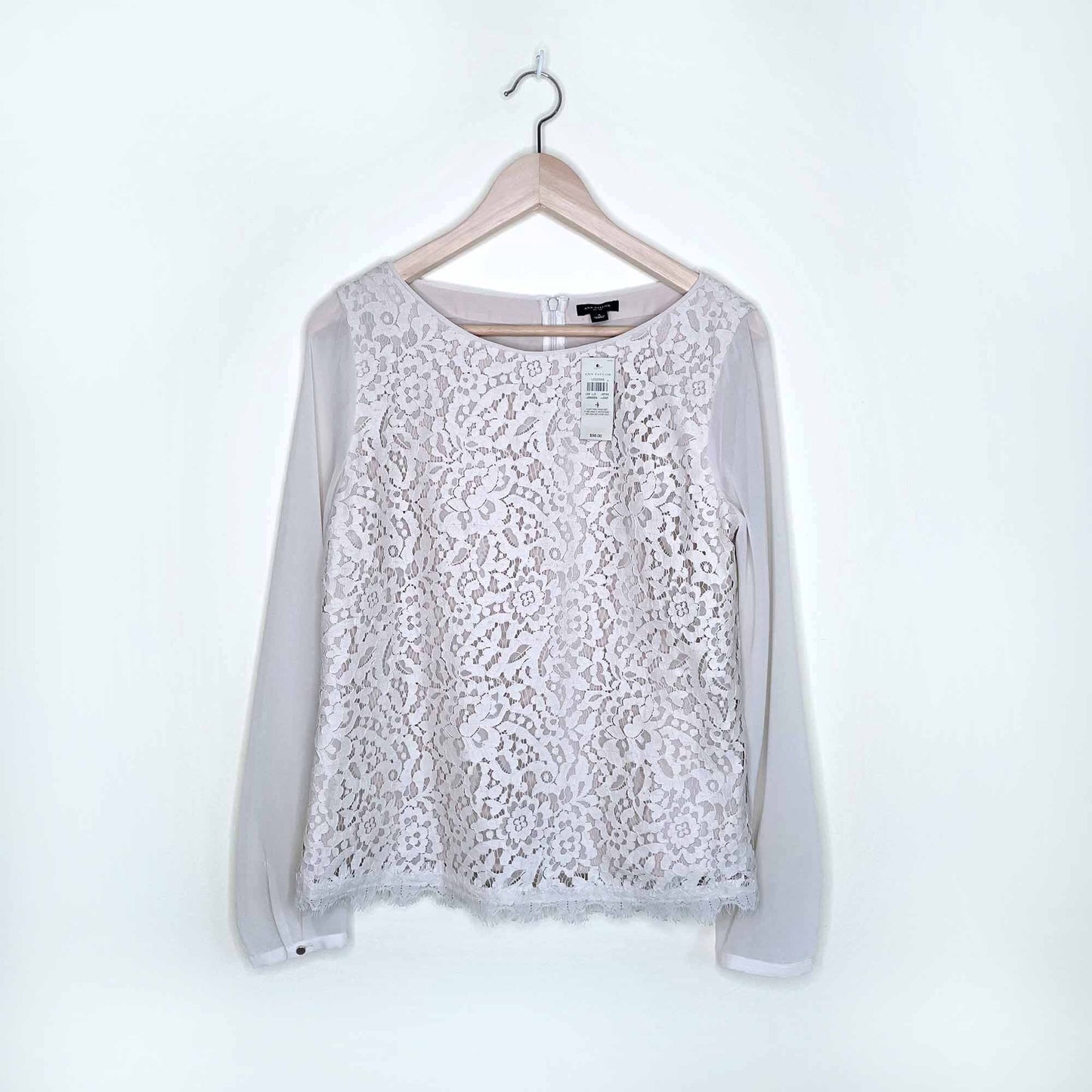 nwt ann taylor lace blouse with sheer sleeves - size 4