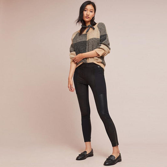 Anthropologie vegan leather high-rise ponte leggings - size 32