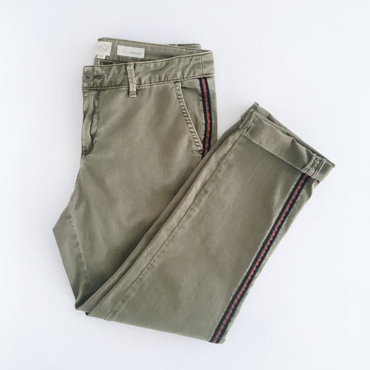 Anthropologie Relaxed Striped Chino in Moss - size 28