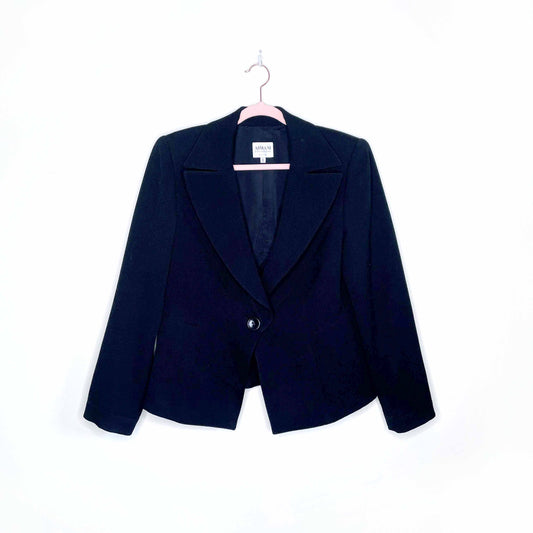 armani collezioni black one button fitted wool blazer - size 10