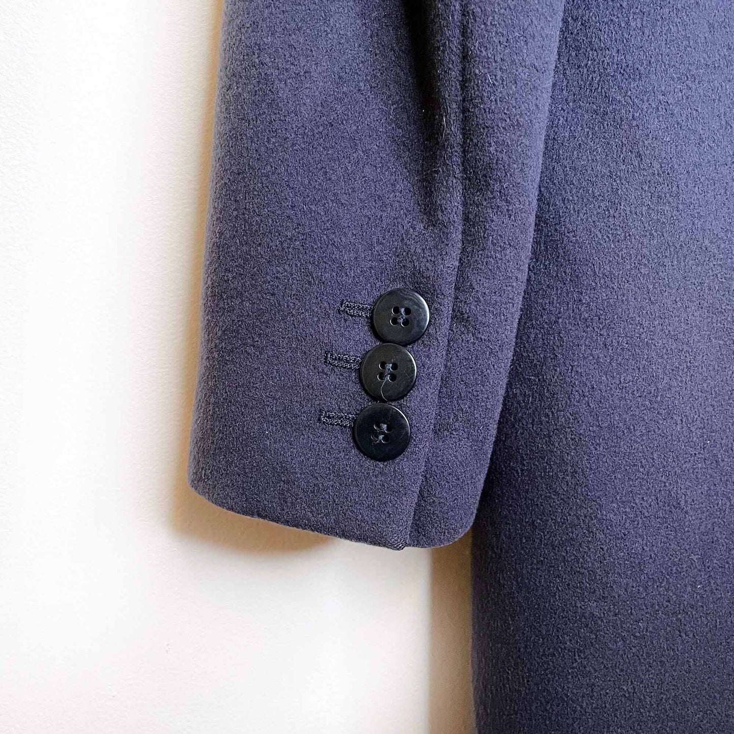 armani collezioni navy blue long wool overcoat - size 12