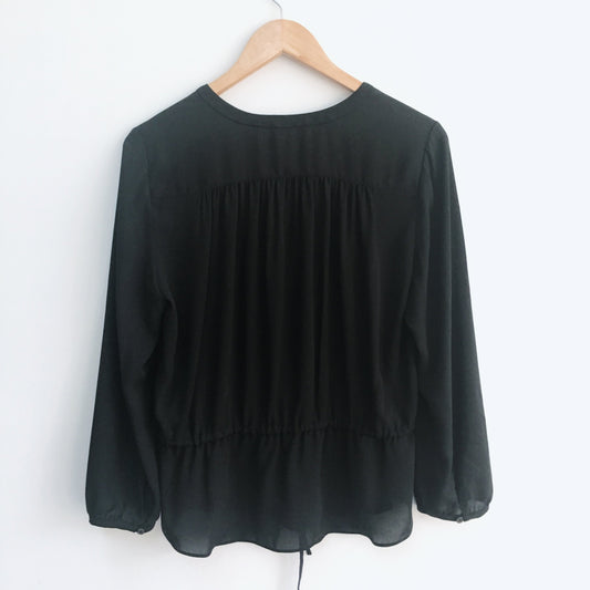 Babaton Aritizia Black Blouse with Drawstring - size Medium