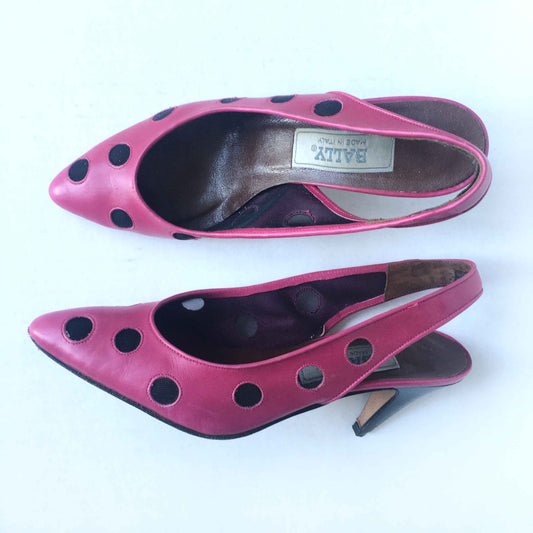 bally mesh polka dot slingback heel - size 8.5