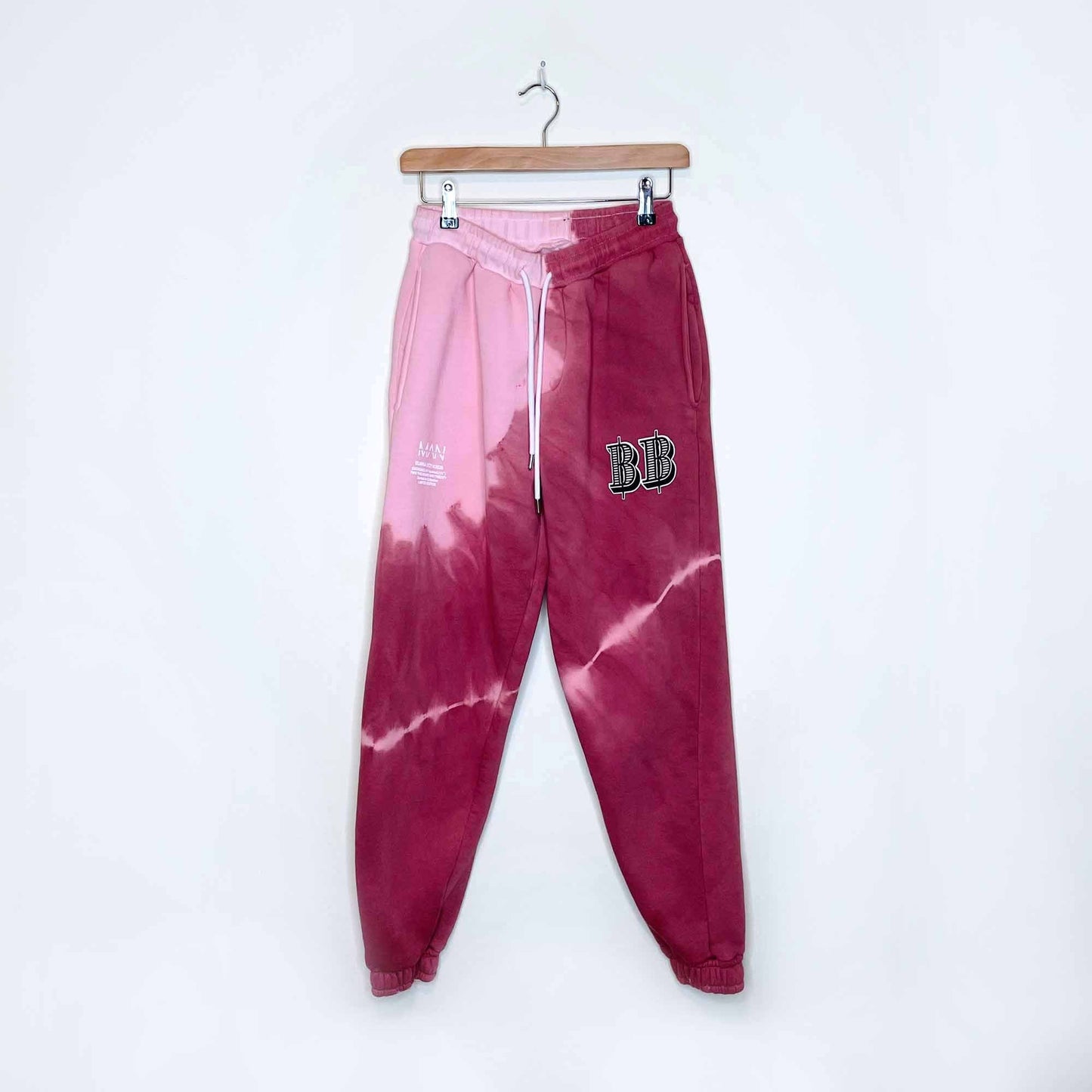 boohoo man x burna boy tie dye fleece joggers - size small