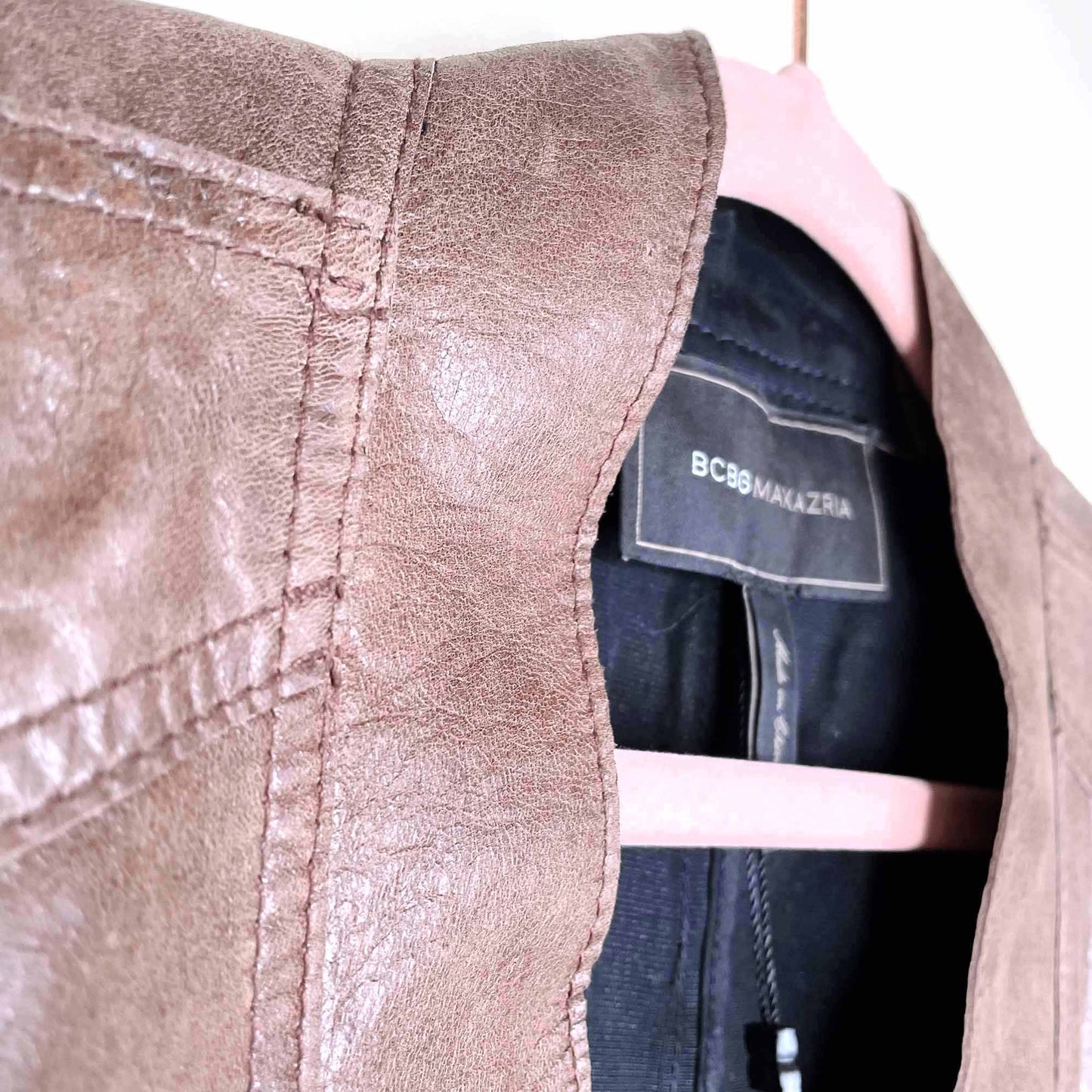 nwt bcbg luke open cropped leather jacket - size xxs