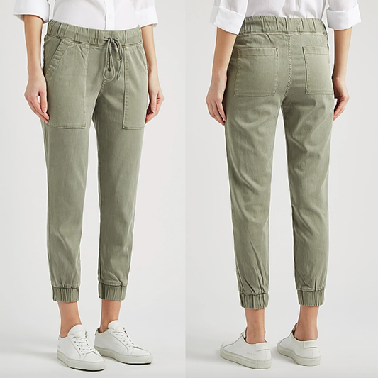 bella dahl army green tencel blend pocket joggers - size small