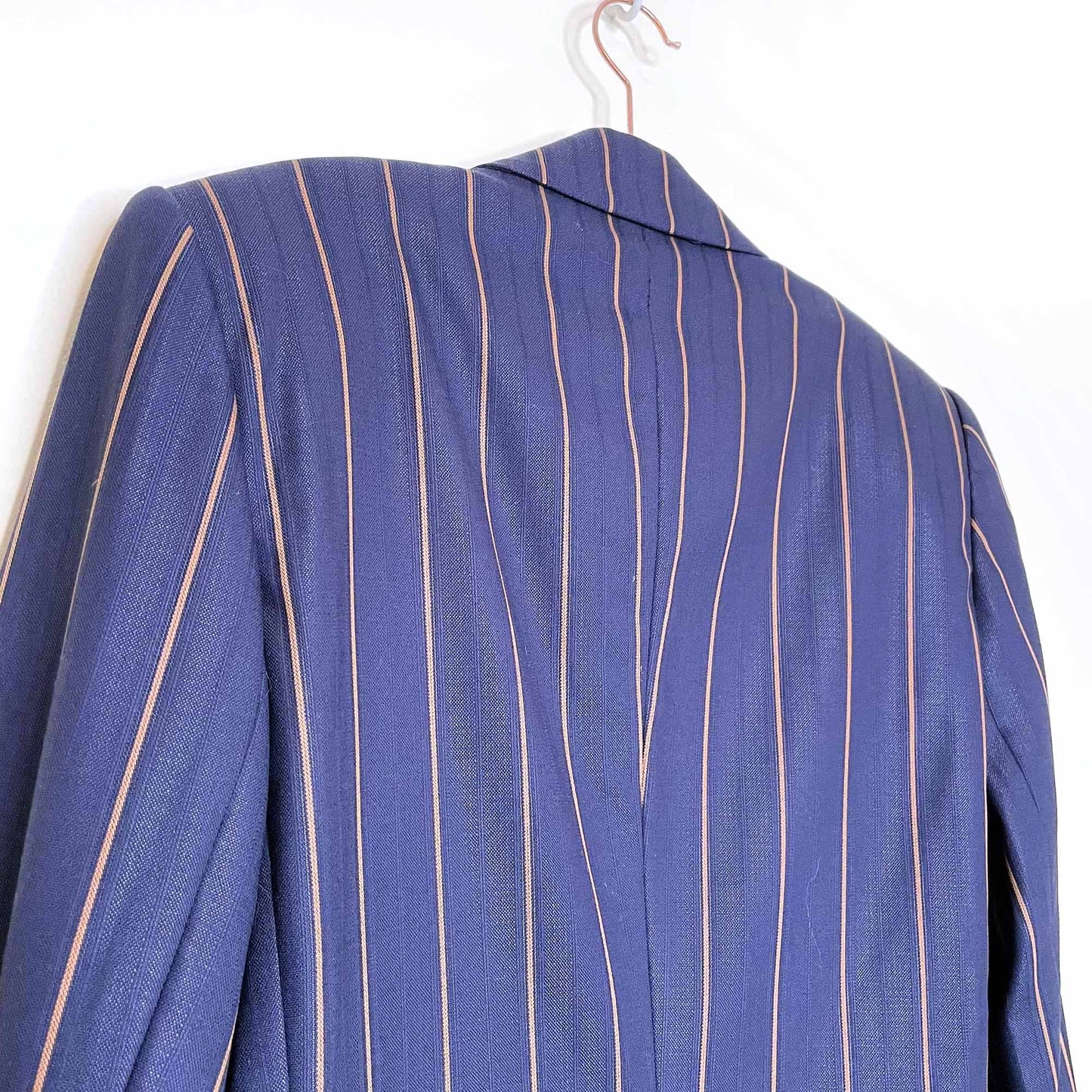 escada 3-piece wool-silk striped pant skirt suit set - size 40