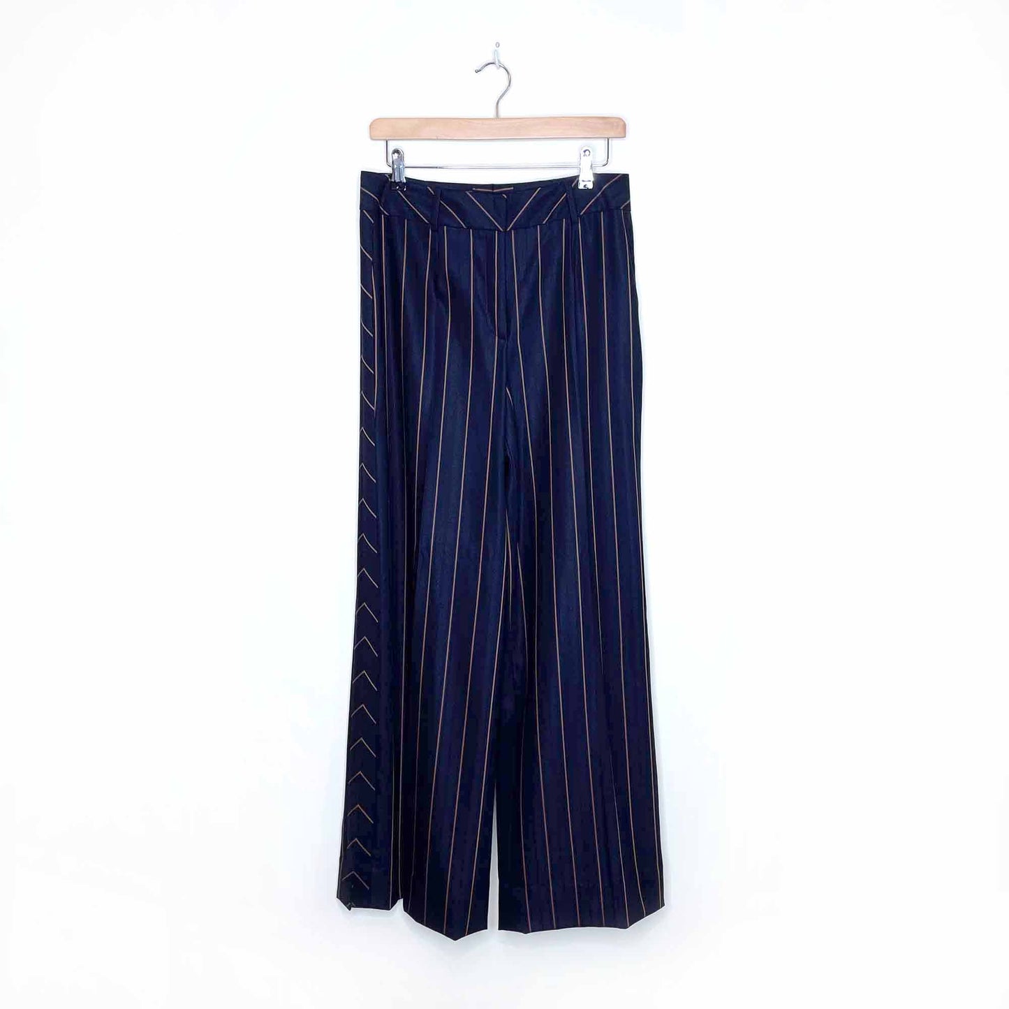 escada 3-piece wool-silk striped pant skirt suit set - size 40