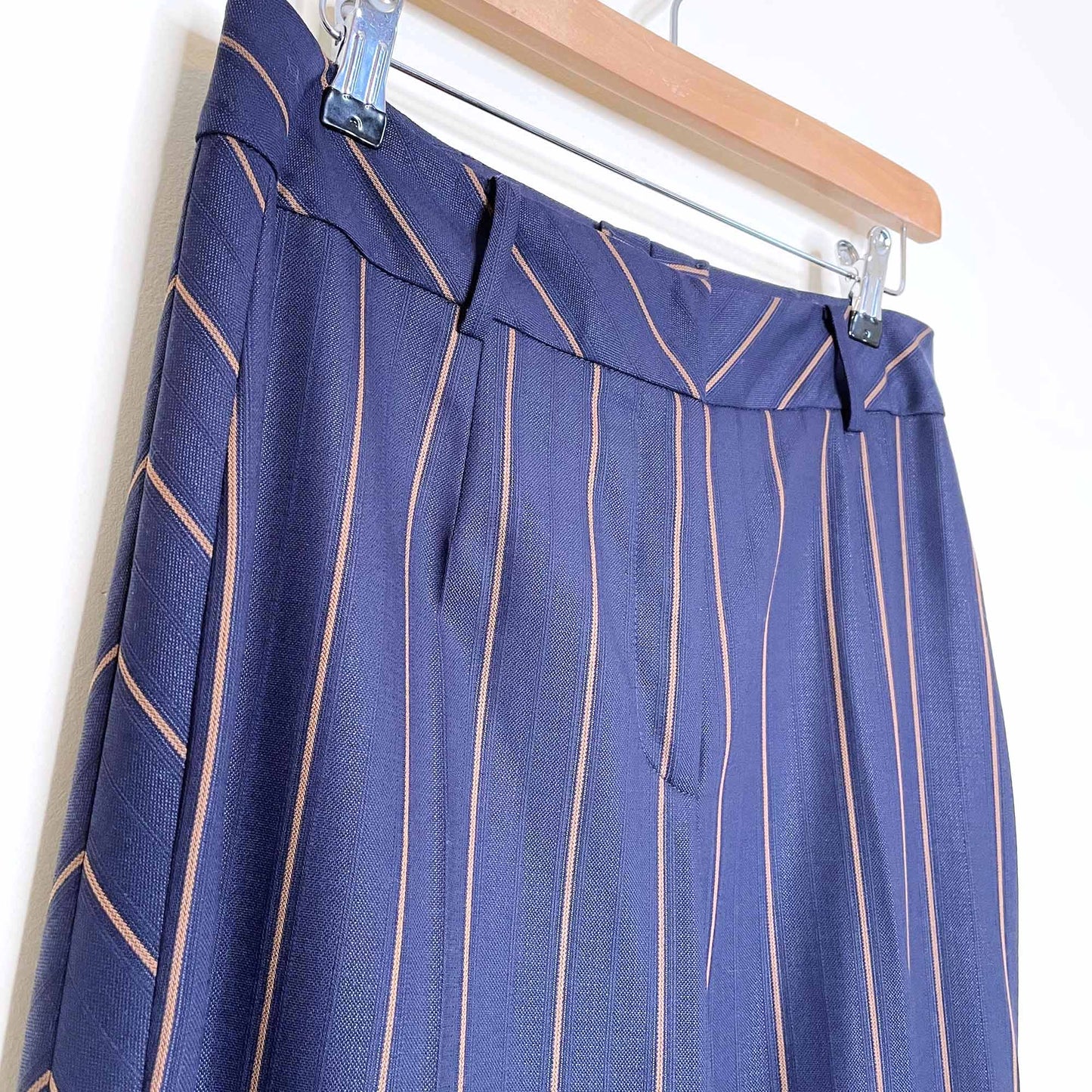 escada 3-piece wool-silk striped pant skirt suit set - size 40