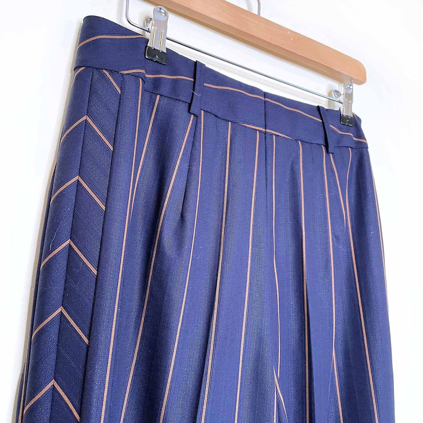 escada 3-piece wool-silk striped pant skirt suit set - size 40