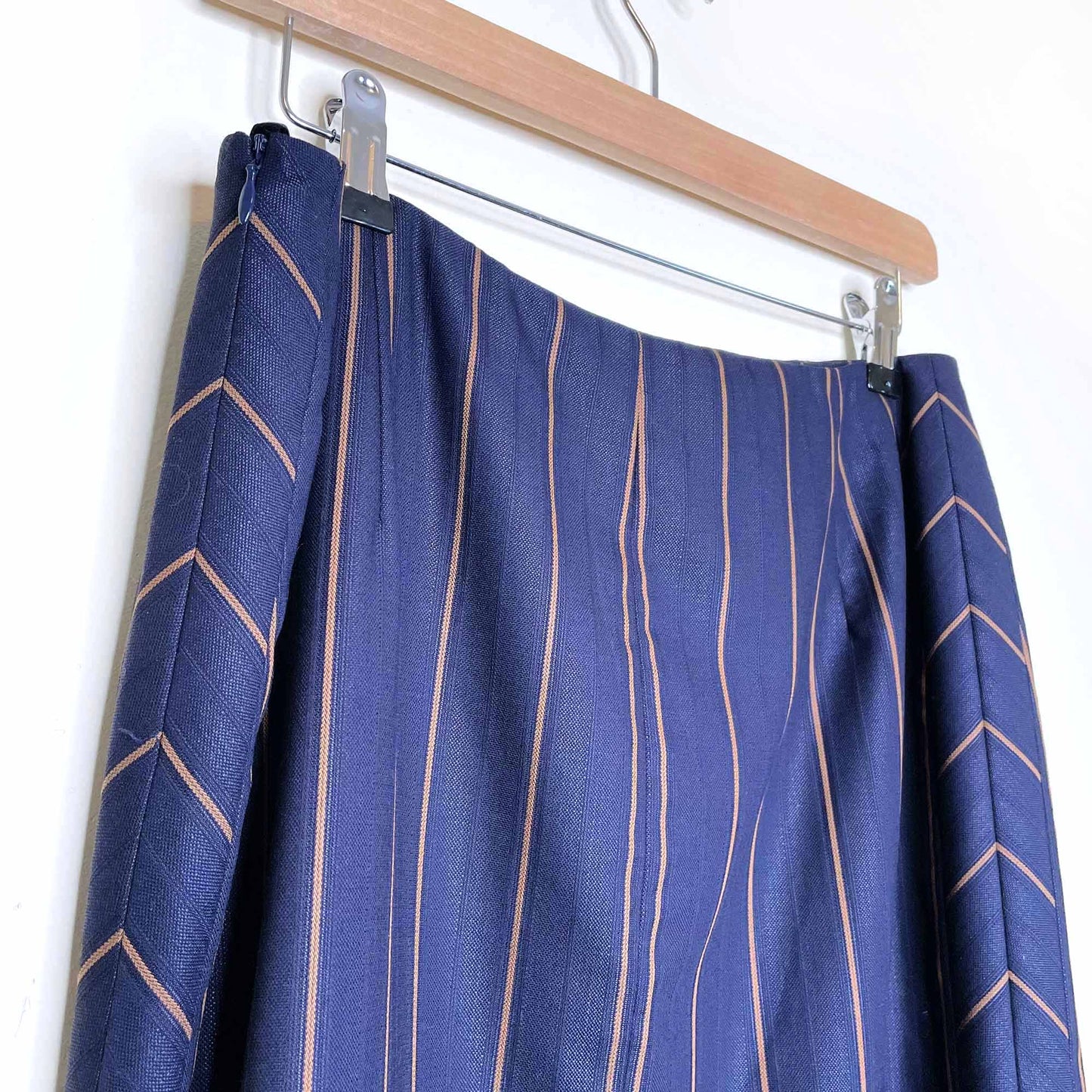 escada 3-piece wool-silk striped pant skirt suit set - size 40