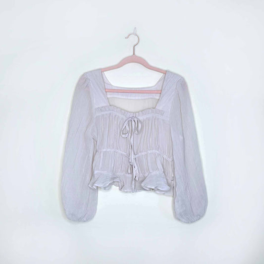 boho ruched organza cropped blouse - size xs/sm