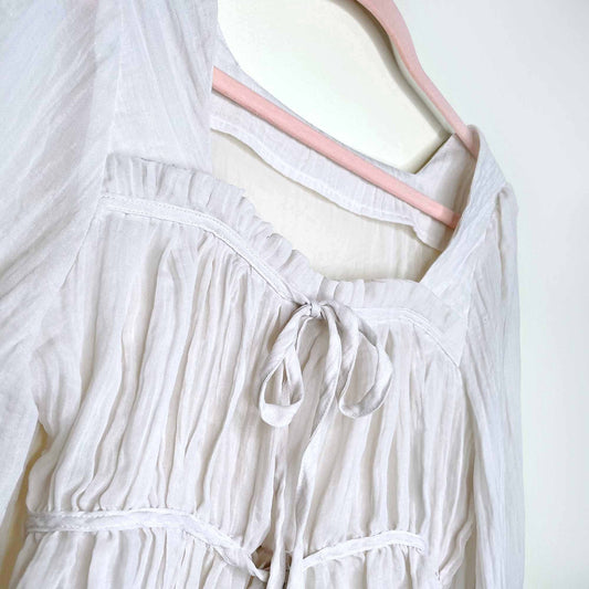 boho ruched organza cropped blouse - size xs/sm