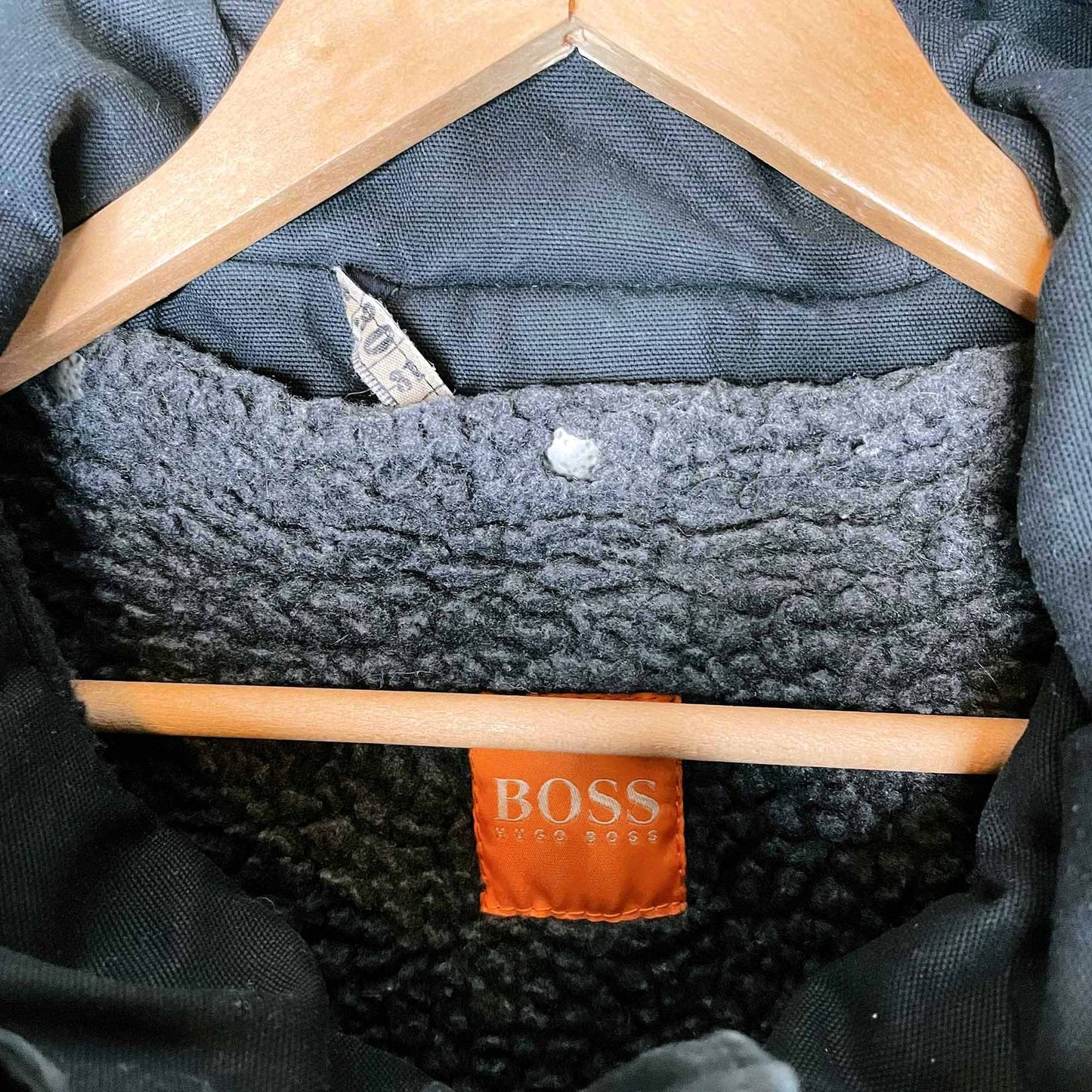 hugo boss orange utility jacket with removable sherpa lining - size 30