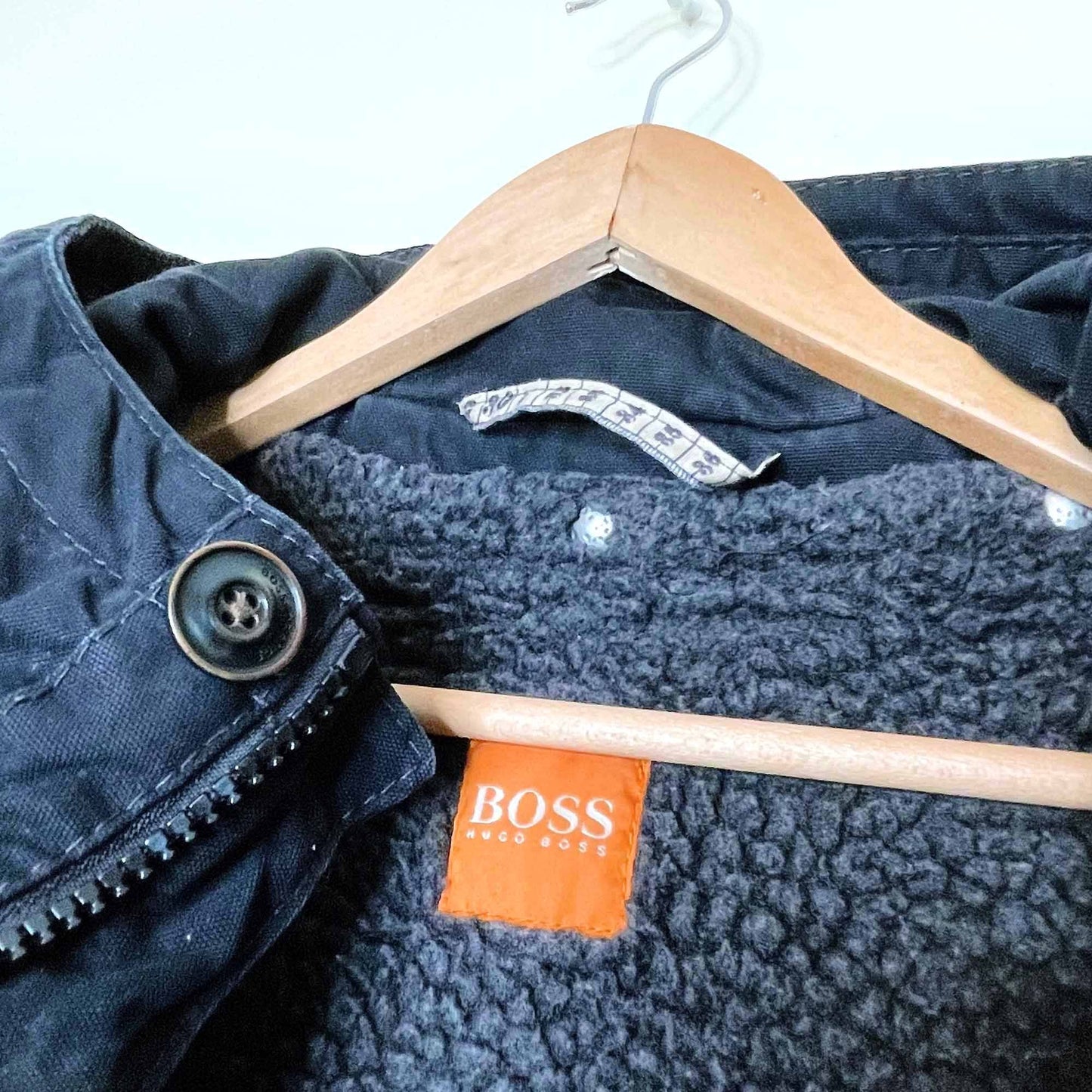 hugo boss orange utility jacket with removable sherpa lining - size 30