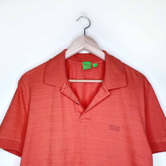 boss hugo boss women's orange polo shirt - size large