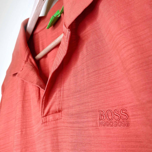 boss hugo boss women's orange polo shirt - size large