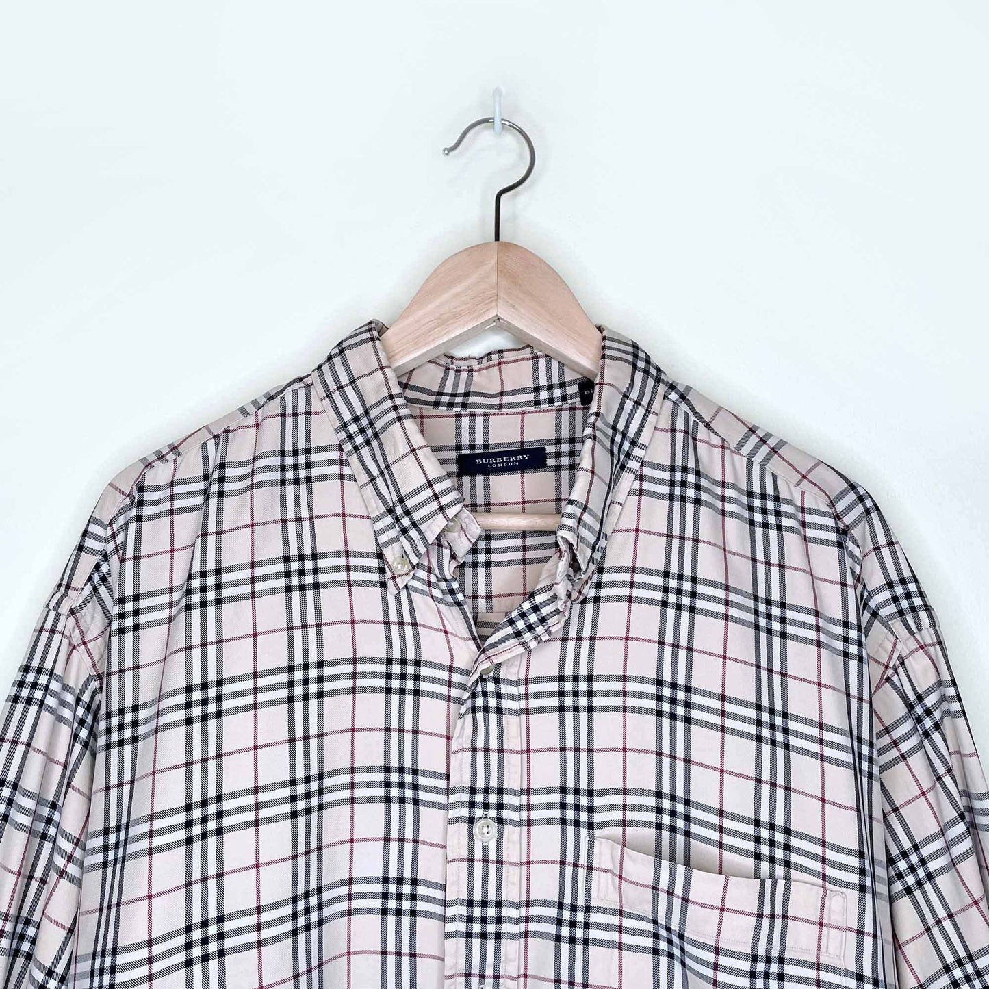 burberry nova check button down shirt - size xl