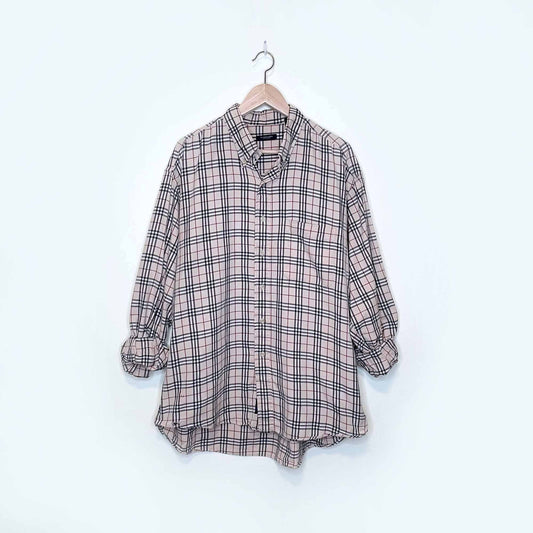 burberry nova check button down shirt - size xl