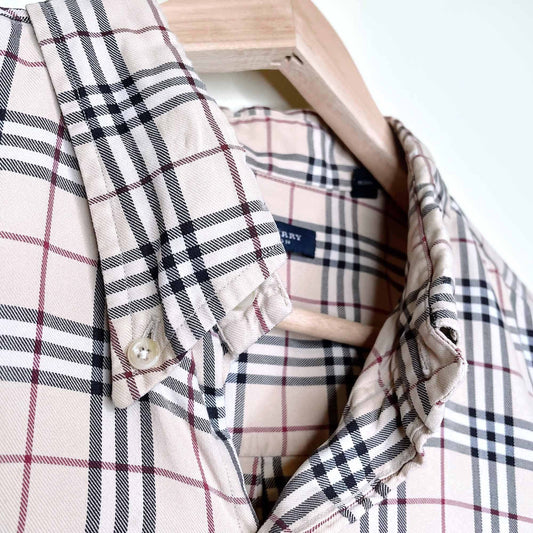 burberry nova check button down shirt - size xl