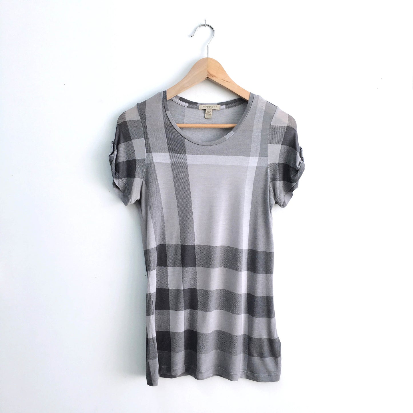 Burberry Check Rolled Sleeves Tee - size Small