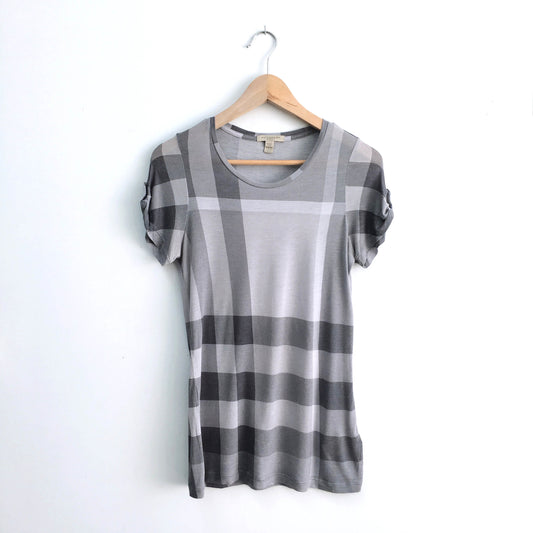 Burberry Check Rolled Sleeves Tee - size Small