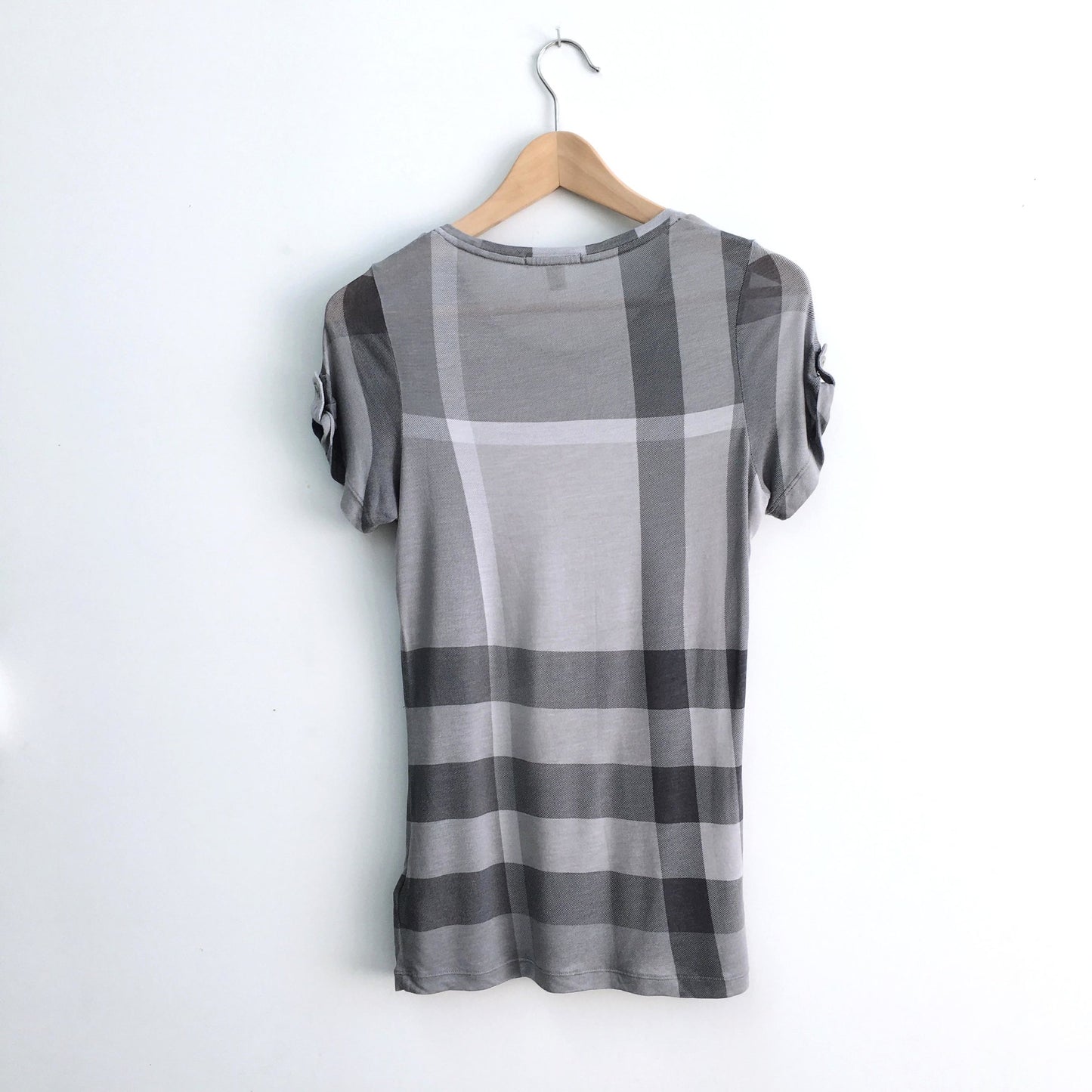 Burberry Check Rolled Sleeves Tee - size Small