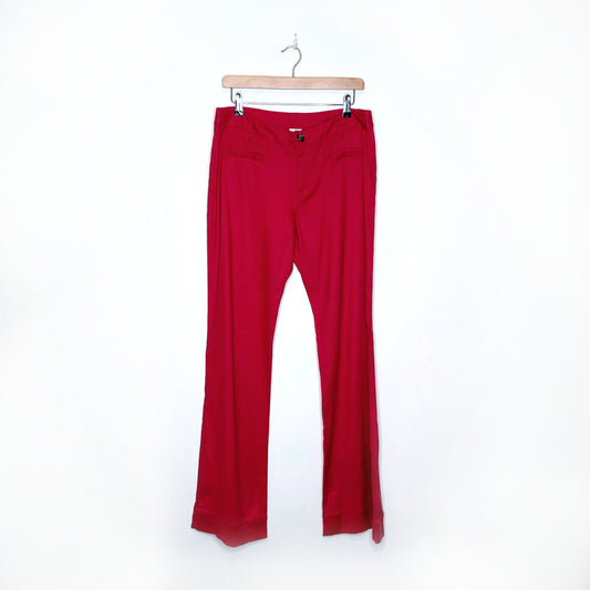 cabi red valentine linen flare leg trouser - size 10